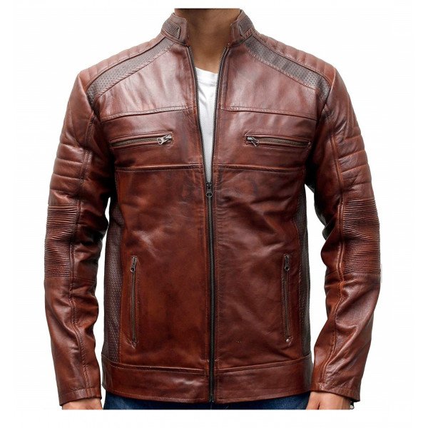 Brown Cafe Racer Jacket