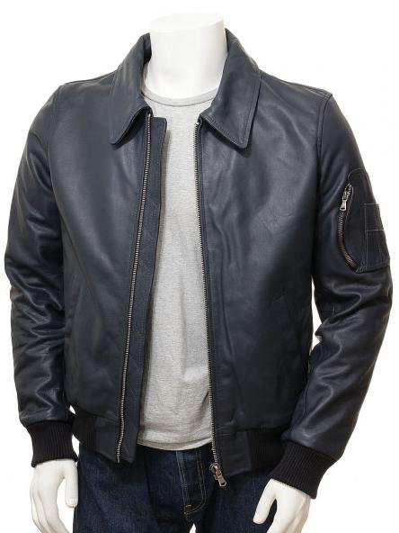 Mens Blue Bomber 1 Pocket Jacket