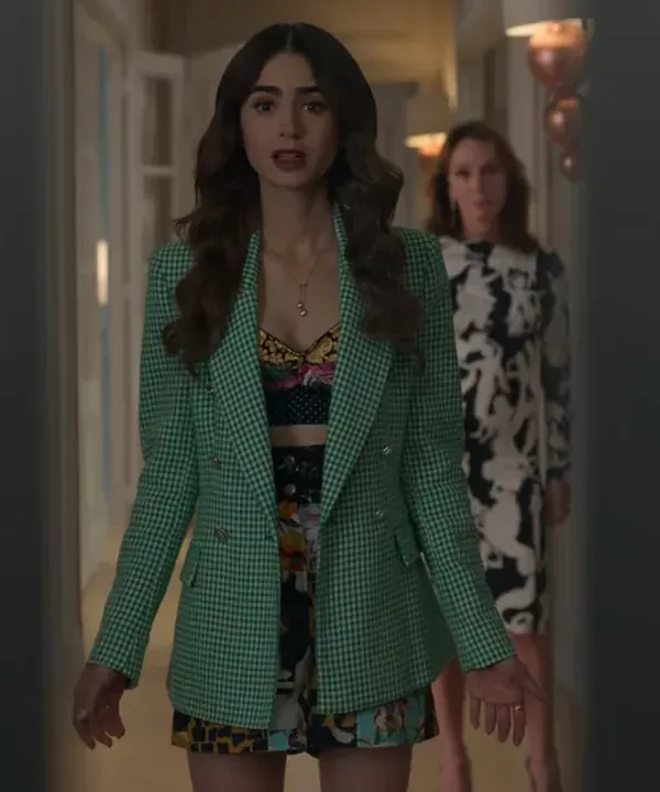 Emily In Paris Season 2 Lily Collins Green Check Blazer