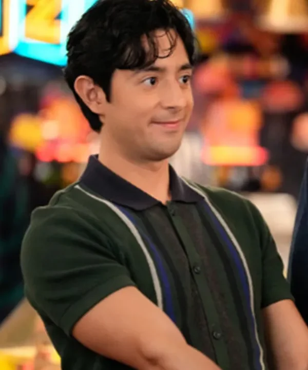 Happy’s Place S01 Pablo Castelblanco Green Striped Polo Top