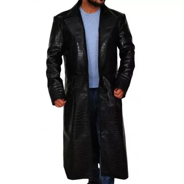 The Matrix Laurence Fishburne Alligator Morpheus Leather Costume Coat