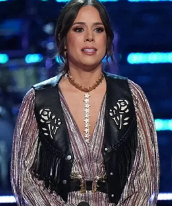 The Voice S27 Paige Mackenzie White Rose Leather Vest