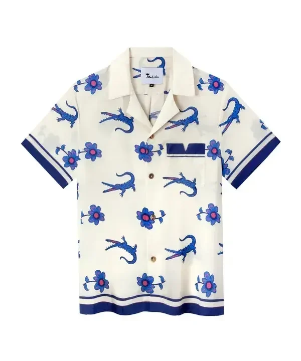 The White Lotus S03 Sam Nivola Crocodile & Floral Print Shirt