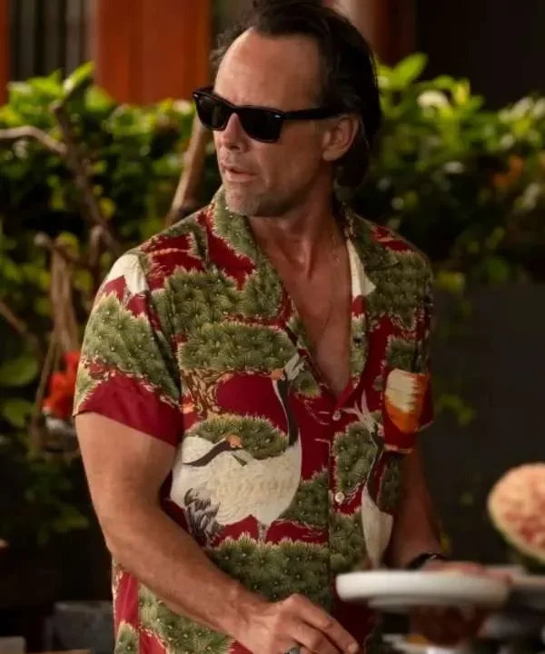 The White Lotus S03 Walton Goggins Crane-Printed Aloha Shirt