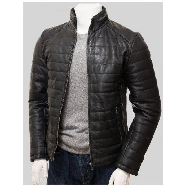 Mens Black Quilted Leather Jacket