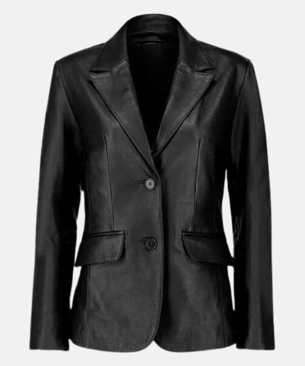 Women’s Black Leather Surrey  Blazer Coat